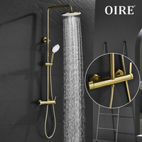 Oire Factory Supply Wholesale Luxury Modern Bathroom Faucet Sets Wall Mounted Brushed Gold Simple Design Rain Shower Set