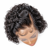 Perruque Courte Bouclée Pixie Sans Colle Prête à Porter en Cheveux Humains Naturels, Dentelle Frontale HD 13x4, Cheveux Vierges Bruts Pré-épilés
