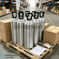 Bouteille de CO2 TPED en aluminium ZX Factory Supply, cylindre 0,6L 2L 4L AA6061 CGA320 rechargeable pour machine à soda, boisson pétillante, OEM