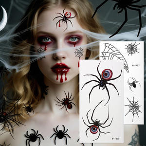 <span class=keywords><strong>Cara</strong></span> de Halloween Tatuajes Temporales Pegatinas Tatuajes Falsos Faciales Telaraña Murciélago Delineador de ojos Sombra de ojos Tatuajes <span class=keywords><strong>Maquillaje</strong></span> - Product Image 1