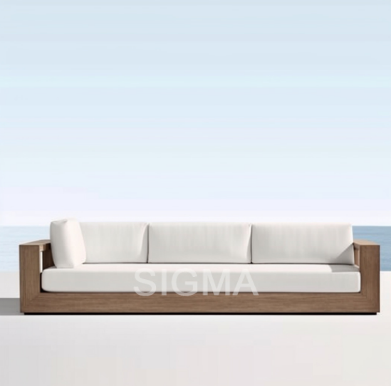 2024 Minimalism Designer Modern Hotel Exterior Outdoor Villa Patio Teak Solid Wood Sofa Set Furniture Luxury