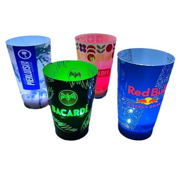 Food Grade 12/14/16OZ Led Plastic Cups Liquid Water Activated Light up Led for Cup Led Flashing Beer Led for Cup for Nightclub