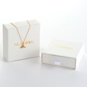 Custom Logo White Sliding Drawer Jewelry Box with White Foam Insert <b>Paper</b> Cardboard Packaging for Necklace Bracelet Ring - Product Image 1