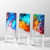 Trophée de cristal d'impression couleur personnalisé Médailles et plaques de forme colorée 3D personnalisées