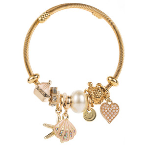 Bracciale in Acciaio Inossidabile <span class=keywords><strong>con</strong></span> <span class=keywords><strong>Ciondolo</strong></span> a Forma di Stella Marina e Conchiglia <span class=keywords><strong>con</strong></span> Diamante, Bracciale Regolabile, Gioiello da Mano per Vacanze al Mare - Product Image 5