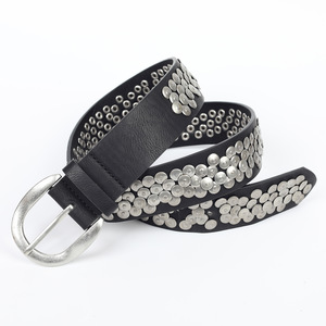 Nuevo Cinturón de Cuero PU con Tachuelas Estilo Punk Rock, Cinturón Vintage con Remaches Metálicos para <span class=keywords><strong>Mujer</strong></span> y Hombre, Cinturón Gótico con Ojales para Jeans - Product Image 3