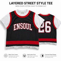 Maßgefertigtes Sportliches Doppellagiges Mesh-Trikot mit Siebdruck-Kontrastbesatz Streetwear Ärmellose Weste Herren T-Shirt Hersteller