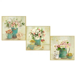 Ensemble <span class=keywords><strong>d</strong></span>'art mural sur toile encadré/sans cadre - Impressions de vase à fleurs roses vintage pour la <span class=keywords><strong>d</strong></span>écoration du salon et de la chambre à coucher - Product Image 1