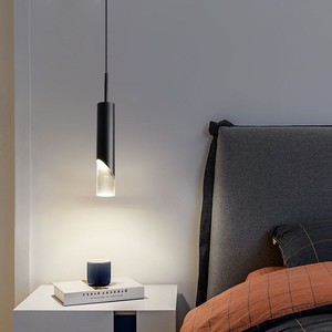 Luminaire suspendu minimaliste moderne, cylindre noir, LED, chambre à coucher, salle à manger, éclairage d'ambiance - Product Image 1