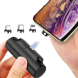 Mendukung Kustom Mini Kapsul Power Bank 3 In 1Magnetic Power Bank 3000MAh Paket Baterai Eksternal Portabel untuk Iphone