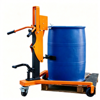 Chariot de manutention de fûts hydraulique professionnel industriel 350 kg, robuste, manuel, en acier, à trois roues, pour fûts en fer et en plastique