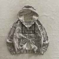 Sweat à capuche zippé pour homme, coupe ample, 100% coton de haute qualité, avec impression de logo personnalisé, broderie, motif camouflage Real Tree et lavage vintage