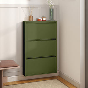 خزانة أحذية فولاذية أنيقة قابلة للتحويل، رف تخزين حائطي عصري بـ 3 رفوف لغرفة المعيشة والمدخل، أثاث منزلي BIZOE - Product Image 2