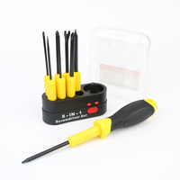 Set obeng pengganti CR-V, 9 buah gagang plastik alur lurus kait putar 8-in-1 multi-fungsi DIY perbaikan Manual Torx