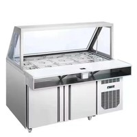 Comptoir de buffet à salades personnalisé à 3 portes avec refroidissement par air, dégivrage automatique et plage de température de 2 à 8°C pour restaurant