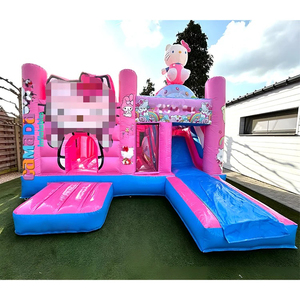 Nouveau Château Gonflable Hello Cat Rose avec Toboggan pour Location <span class=keywords><strong>de</strong></span> Fêtes - Product Image 1