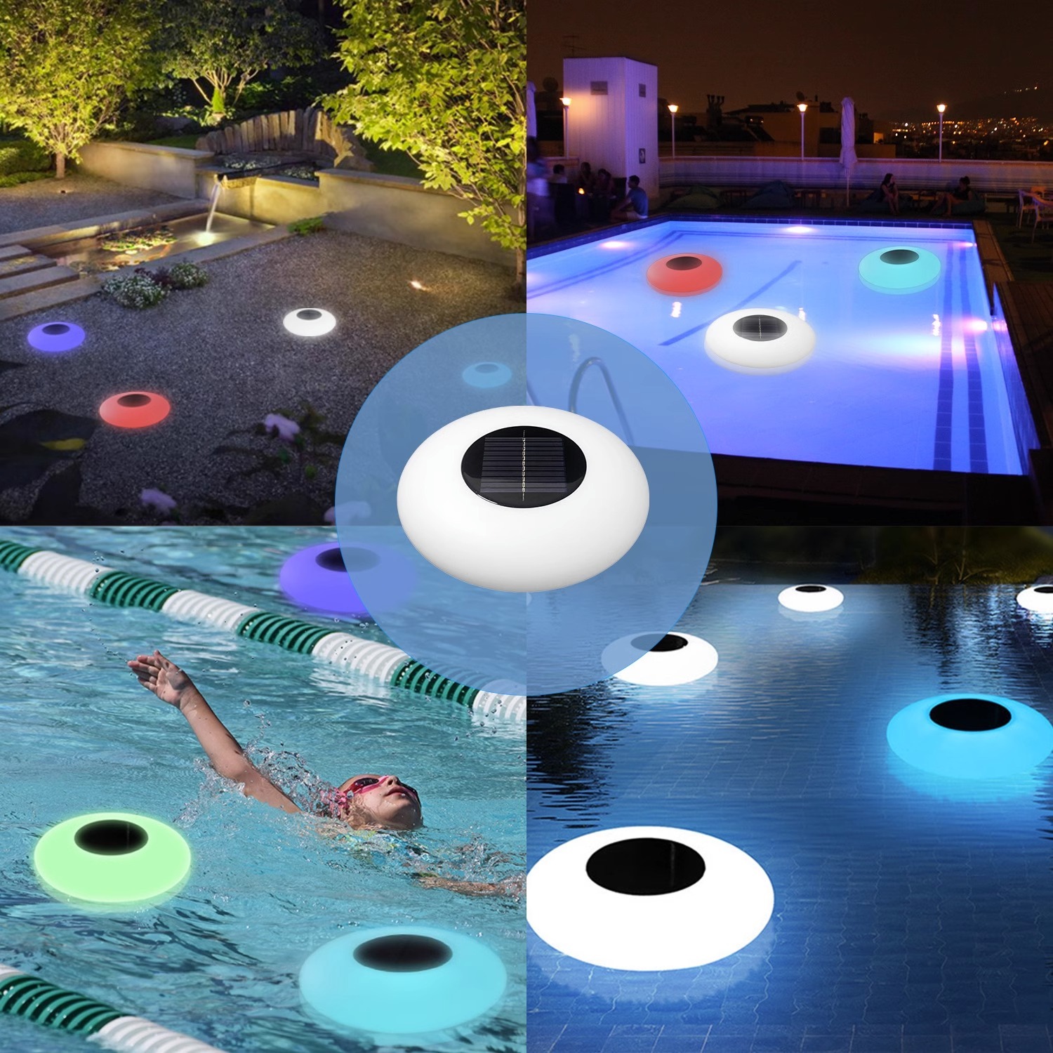 Waterproof IP67 Solar Floating Pool Lights Remote Control Pool Party Lights RGB Color Lights for Outdoor Beach
