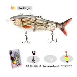 Leurre de pêche électronique LED autopropulsé rechargeable, quatre sections, en plastique ABS rigide, appât nageur automatique, leurre robot poisson - Product Image 4