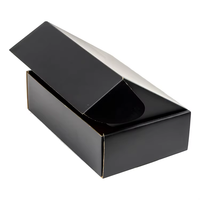 Boîte d'expédition auto-élevante en carton ondulé noir grand format pour vêtements, avec logo personnalisé imprimé, pelliculage mat et paillettes