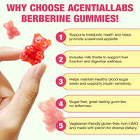 Complément alimentaire Acentiallabs, gommes à la berbérine et à la cannelle, soutiennent le système immunitaire, la santé de l'intestin, du cœur et de la digestion, bonbons mous à la berbérine