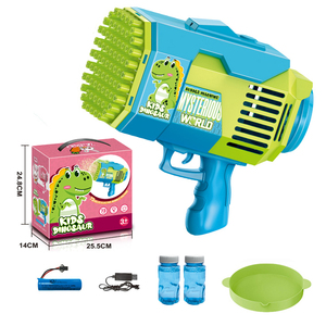 Ensembles cadeaux dessin animé lapin et dinosaure <span class=keywords><strong>73</strong></span> trous Gatling pistolet à bulles fusée électrique Machine à bulles Bazooka lanceur extérieur enfant jouet - Product Image 2