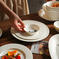 Ensemble de vaisselle en céramique moderne et minimaliste, nouveau style, bol à riz, bol à nouilles, assiette plate, assiette à poisson, assiette pour plats occidentaux