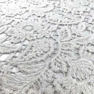 High Quality Cord Lace Fabric Embroidery Plain Embroidery Water Soluble Embroidery Fabric for Dress