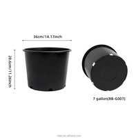 Pots de plantes en plastique noir sans BPA de 7 gallons moulés par injection respectueux de l'environnement Drainage avancé Utilisation à domicile et au jardin