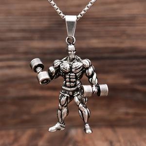 Bijoux de style punk pour hommes et femmes, accessoires de fitness, haltères, musculation, sport, hommes, muscles, barre de musculation - Product Image 1