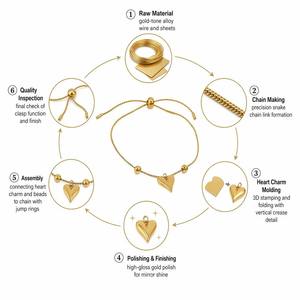 Collier pendentif en acier inoxydable en forme de cœur, chaîne à maillons, bijou tendance, accessoire de charme - Product Image 5