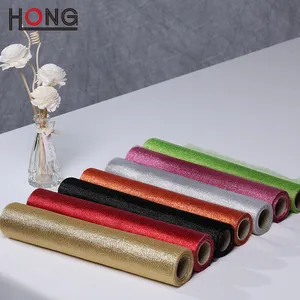 Poliéster brilhante fio tecido metálico web usado para flor embalagem decoração materiais