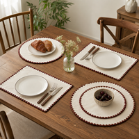 Set de table carré personnalisable en mélange coton-lin, couleur unie, brodé, résistant à la chaleur, nappe décorative pour restaurant