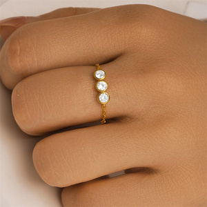 ROXI 925 Sterling <b>Silver</b> Round Micro Zircon Chain <b>Adjustable</b> <b>Ring</b> - Product Image 3