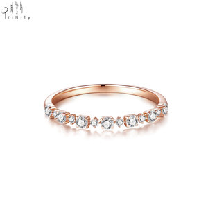 Anillo de Media Eternidad de Diseño Moderno y Popular, Joyería Fina de Oro Sólido de 18K con Diamantes Naturales Reales, Anillo Apilable para Regalo de Pareja - Product Image 1