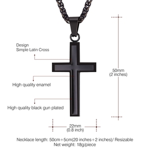 Collier pendentif pour <span class=keywords><strong>homme</strong></span>, chaîne corde Franco, croix pendante, acier inoxydable, or rose, or noir, <span class=keywords><strong>argent</strong></span>, <span class=keywords><strong>55</strong></span> <span class=keywords><strong>cm</strong></span>, bijoux - Product Image 3