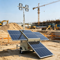 Tour d'éclairage solaire mobile pour l'extérieur, projecteur solaire LED pour rues et jardins, sur remorque