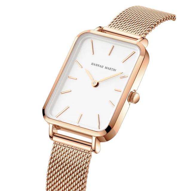 HANNAH MARTIN 1241 Quartz Movement Light Luxury Simple Waterproof Business Small Square Wristwatch Women's Wrist Watch for Girls
