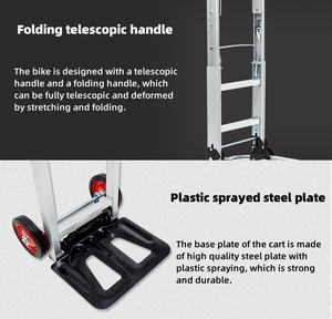 ओम अनुकूलन योग्य पोर्टेबल फोल्डिंग एल्यूमीनियम दो-पहिया ट्रॉली औद्योगिक उपकरण ट्रॉली 100 किलोग्राम भार लोहे रबर शॉपिंग कार्ट - Product Image 5