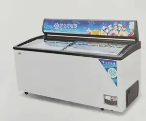 商業用ミニトップオープンスライディングガラスドアアイスクリームキャビネット冷凍庫