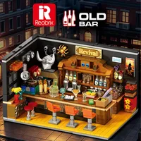 Reobrix 66304 MOC Ancien Bar à Vin avec Tourne-disque, Kits de Modèles de Scène Urbaine, Briques de Construction, Ornements de Bureau, Cadeaux