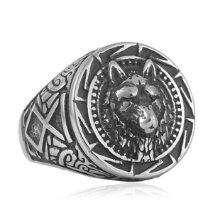 <b>Wolf</b> Animal <b>Ring</b> Men's Stainless Steel Punk Style Geometric Design Silver Color Gift Jewelry 240109 - Product Image 5