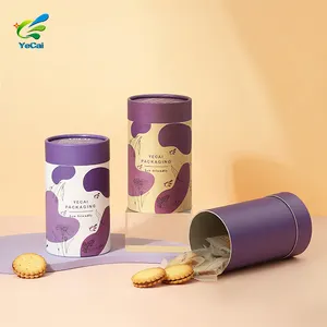 Biodegradable food grade round food grade paper tubes tea container for protein powder packing instant tea box compostable