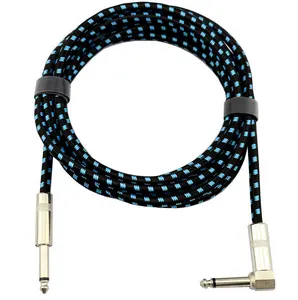 6.35毫米吉他电缆耐用编织直角6.35毫米乐器电缆低音配件音频传输