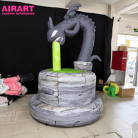 Dragon gonflable avec effet lumineux vert pour la décoration de films, ballon gonflable mascotte dragon pour la décoration de fêtes