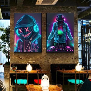 Moderno Bar Club camera decorazione per la casa Design al Neon musica Cool DJ cuffia Poster tela pittura stile <span class=keywords><strong>Art</strong></span> Deco arte astratta della parete - Product Image 2