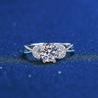 S925 argent sterling Mosang diamant haut de gamme style européen et américain fleur épanouie D-couleur Mosang pierre anneau pour mariage