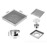 Grille de sol carrée YOHAN en acier inoxydable, drain de douche invisible, grille de sol anti-odeur pour salle de bain