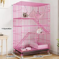 Hamac suspendu rose et noir, simple, en métal, avec roulettes, pour chat, espace de jeu spacieux, étagères multiples, pour chats d'intérieur