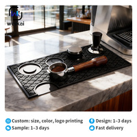 Tapis en silicone ondulé pour tamper à expresso |   Organisateur de poste de travail professionnel, tapis de cuisine en silicone antidérapant et personnalisable