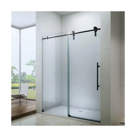 Portes de douche coulissantes modernes en verre trempé sans cadre de largeur standard